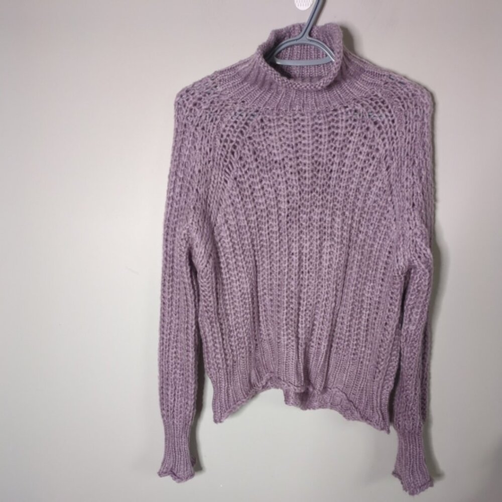 Wooden Ships Tara Rails T Neck Chunky Sweater Mohair/Wool Blend Mauve Size S/M